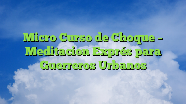 Micro Curso de Choque – Meditacion Exprés para Guerreros Urbanos